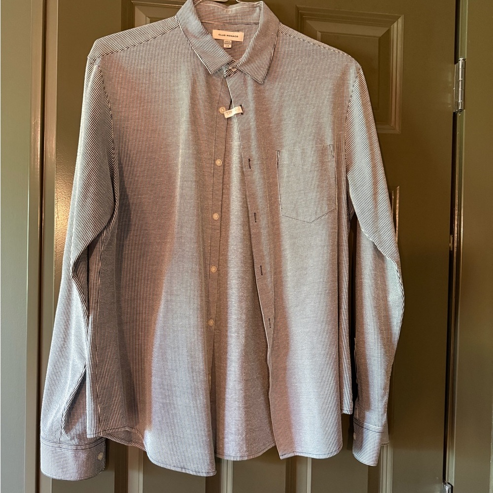 Club Monaco Blue and White Casual Button Down Shirt